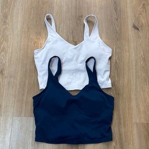White and Teal Blue Mid-Drift Tank Tops